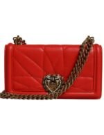 Çanta - Dolce Gabbana Kırmızı Kapitone Devotion Telefon Çantası - Lüks ve Şık - Ana Görsel