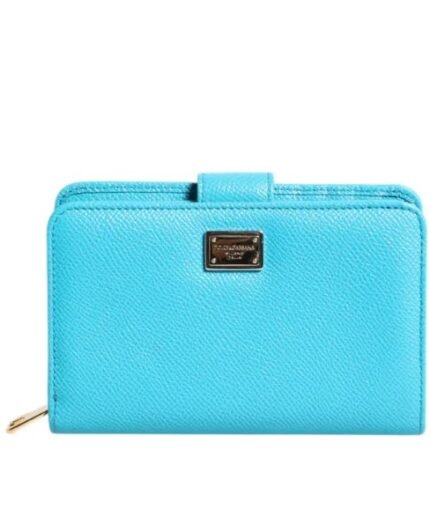 Çanta - Dolce Gabbana Açık Mavi Deri Bifold Kadın Cüzdan - Kullanışlı ve Şık - Ana Görsel