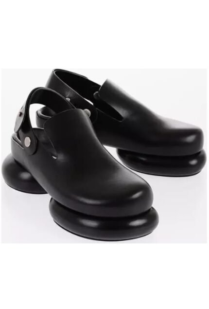 Jil Sander Siyah Deri Kalın Tabanlı Kadın Slingback Sandalet