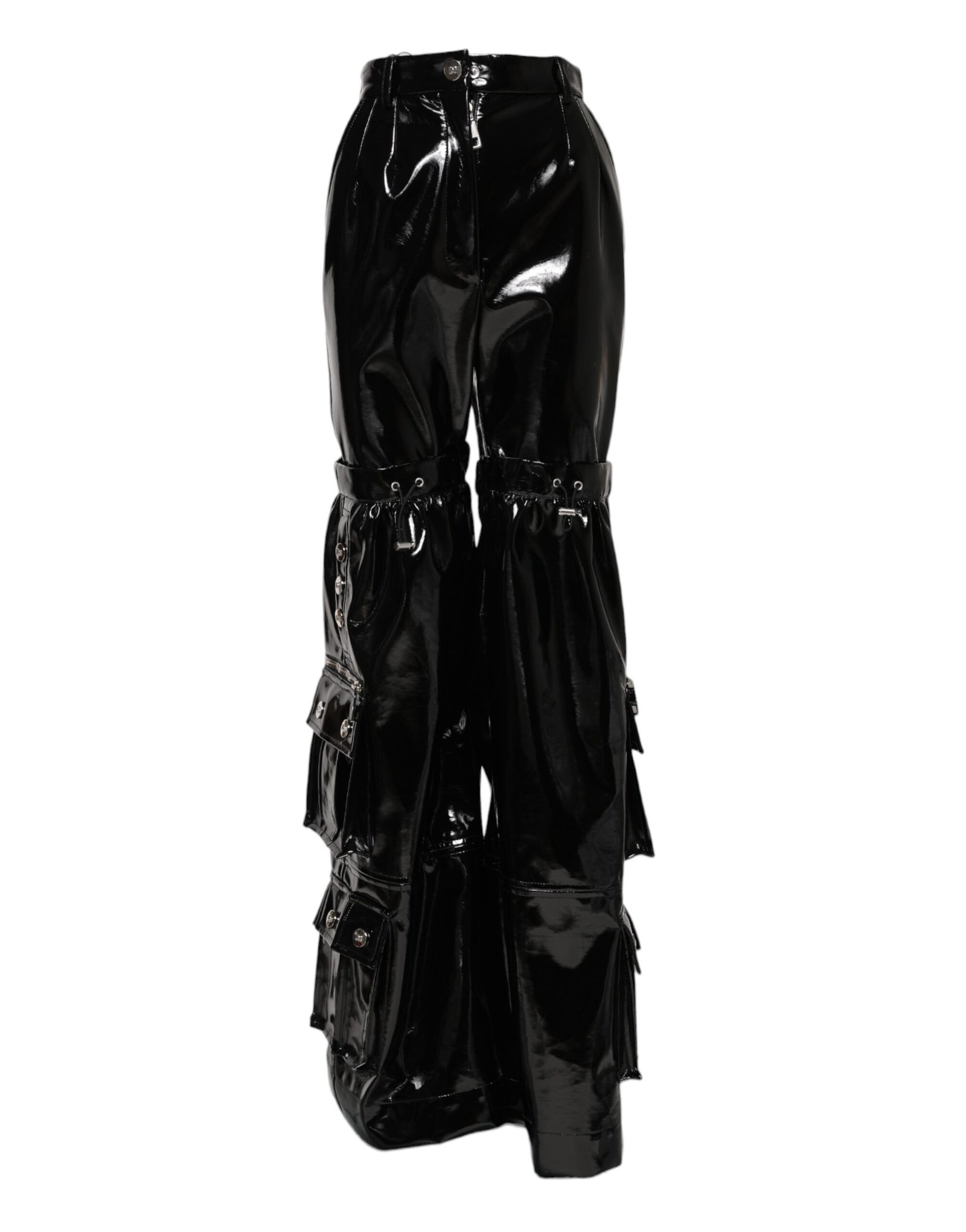 8066845-1.jpeg Dolce & Gabbana Siyah Yüksek Bel Kargo Bootcut Pantolon - Görsel 1