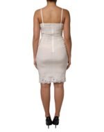 Dolce & Gabbana Beyaz Tam Slip DG Logolu İpek Elbise - Görsel 4