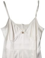 Dolce & Gabbana Beyaz DG Logo Tam Slip İpek Elbise - Görsel 7