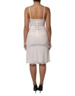 Dolce & Gabbana Beyaz Dantel Altın DG Logo İpek Elbise Uyku Giyimi - Görsel 4