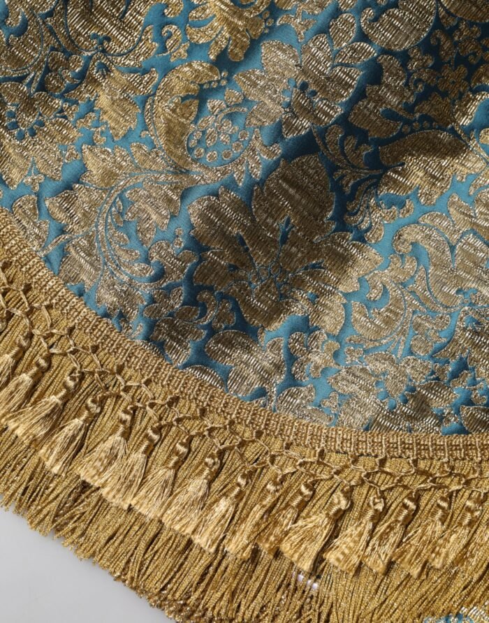 Dolce & Gabbana Mavi Çiçek Desenli Jakar Tüylü Mini Etek - Görsel 6