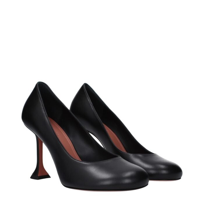 Amina Muaddi Siyah Deri