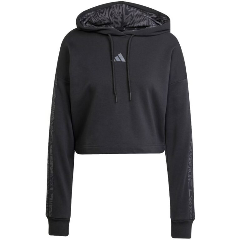 Kadın - adidas Essentials 3 Şeritli Baskılı Fransız Terry Kapüşonlu Sweatshirt W JC6244 (Kadın, Antrenman) - Ana G...