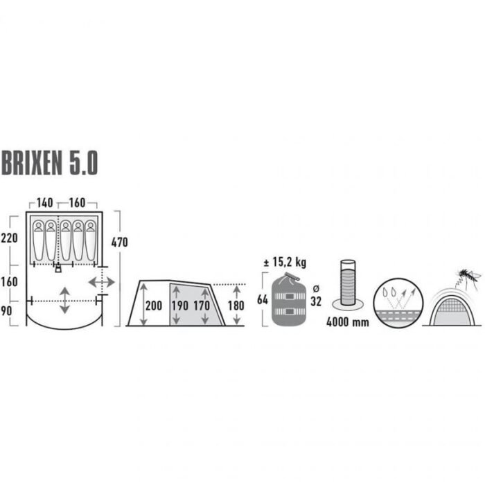Ev ve Yaşam - High Peak Brixen 50 Çadır 11816 (Erkek, Kadın) - Görsel 7
