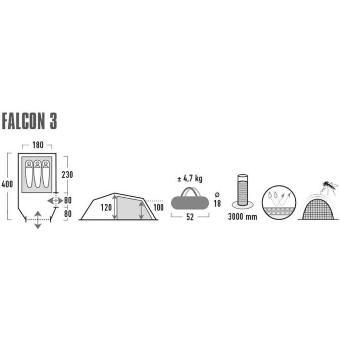 Ev ve Yaşam - High Peak Falcon 3 Çadır 10329 (Erkek, Kadın) - Görsel 6