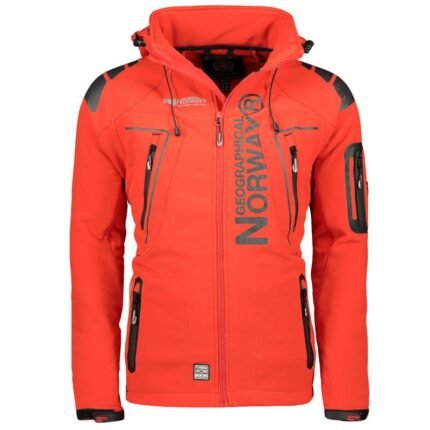 Geographical Norway Techno MEN 056 BS3 Erkek Spor Ceketi, Ayarlanabilir Kapüşonlu, Su Geçirmez, Kırmızı