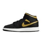 Air Jordan 1 Mid Junior (GS) Basketbol Ayakkabısı Siyah/Metalik Altın - DQ8423-071 - Görsel 2