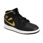 Air Jordan 1 Mid Junior (GS) Basketbol Ayakkabısı Siyah/Metalik Altın - DQ8423-071 - Görsel 4