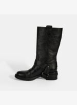 Desa Kadın Siyah Metal Aksesuarlı Deri Biker Bot - Görsel 3