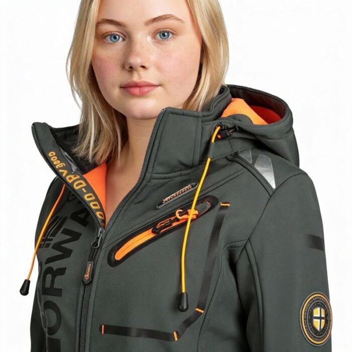 Geographical Norway Reine Ass A EO DB 007 W Softshell Ceket WU8184F/GNO-Koyu Gri / Turuncu - Görsel 6
