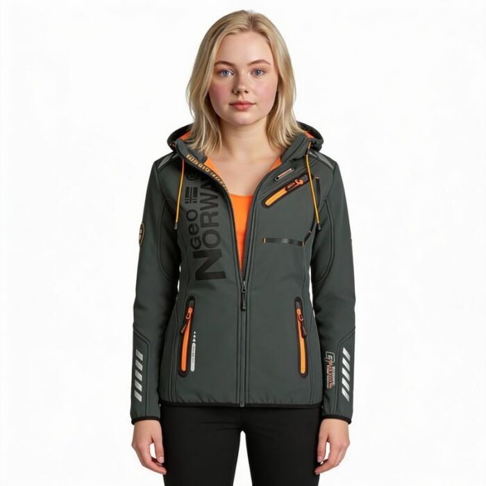 Geographical Norway Reine Ass A EO DB 007 W Softshell Ceket WU8184F/GNO-Koyu Gri / Turuncu - Görsel 7