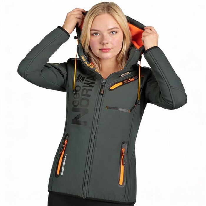 Geographical Norway Reine Ass A EO DB 007 W Softshell Ceket WU8184F/GNO-Koyu Gri / Turuncu - Görsel 8