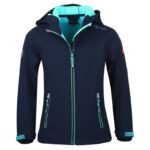 Kız Çocukları İçin TrollKids Trollfjord Ceket lacivert/nane renkli kız softshell ceketi (175-132)