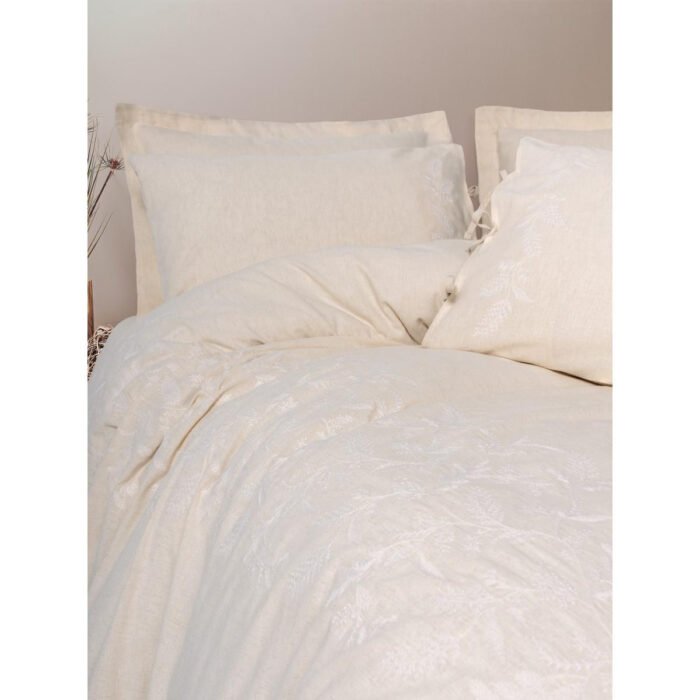 Cotton Box Cotton Keten Çift Kişilik Nevresim Takımı Kivora Bej - Görsel 2