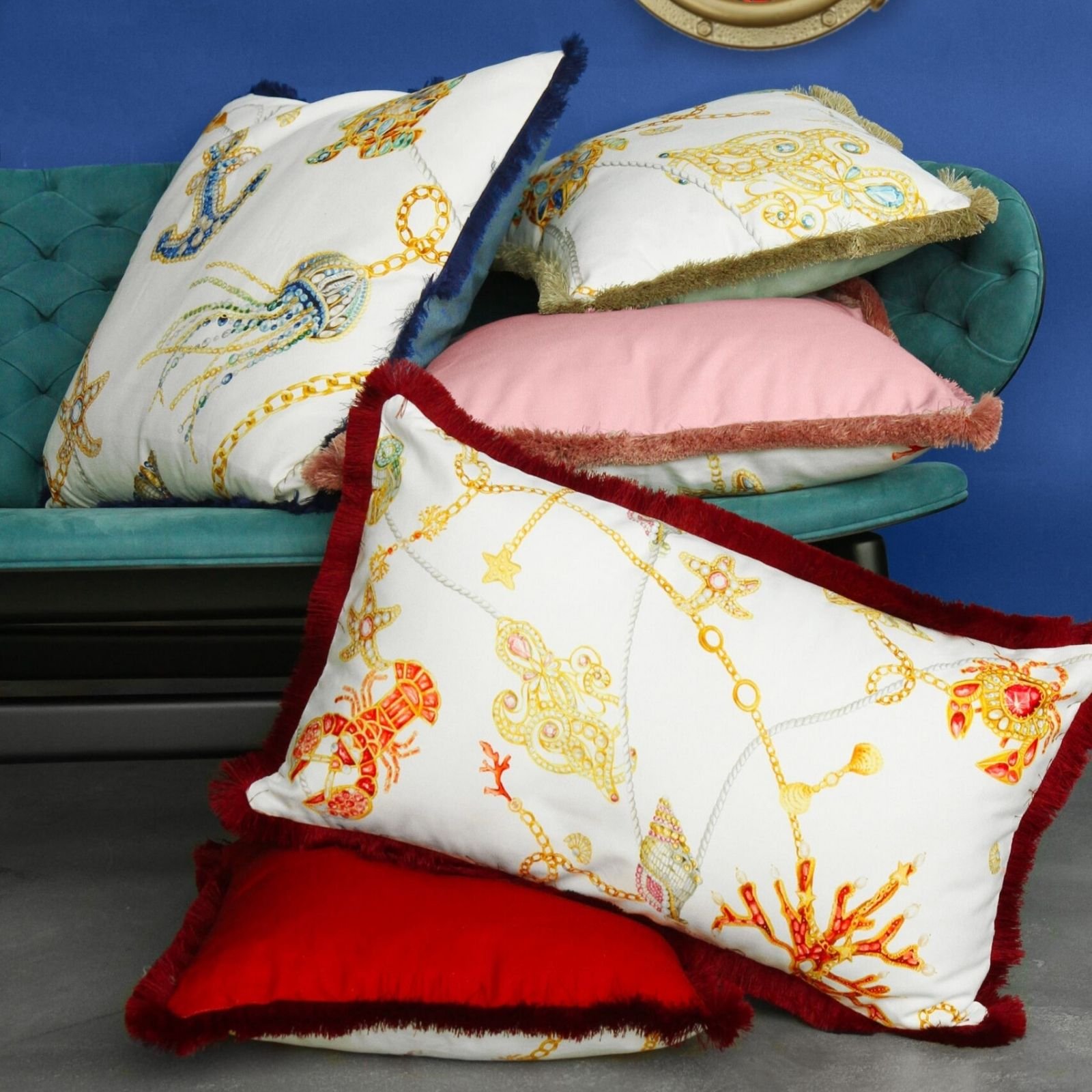 8056209639147-90 Baci Milano Portofino Yastık 40 cm x 70 cm Kırmızı - Görsel 1