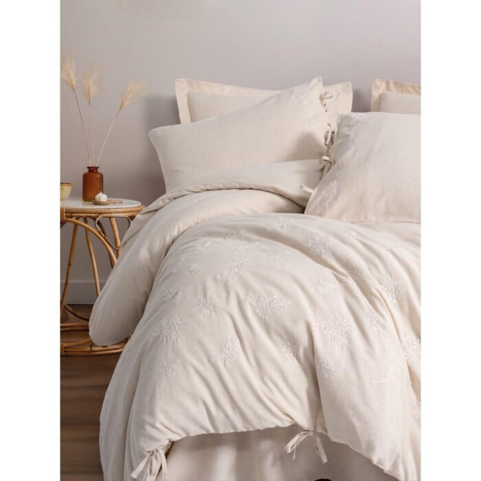 Cotton Box Cotton Keten Çift Kişilik Nevresim Takımı Esmira Bej - Görsel 4