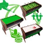 3-in-1 DÖNER OYUN MASASI BİLYARO MASA FUTBOLU HAVA HOKEYİ 121x84.5x85.3CM SİYAH