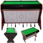 3-in-1 DÖNER OYUN MASASI BİLYARO MASA FUTBOLU HAVA HOKEYİ 121x84.5x85.3CM SİYAH - Görsel 4