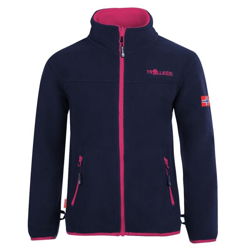 tryoshop-trollkids-girls-oppdal-jacket-xt-zip-up-fleece-jacket-for-girls-navy-pink-415-114-1494967-1 Kız Çocukları İçin Trollkids Oppdal Ceket XT Fermuarlı Polar Ceket, Lacivert/Pembe (415-114) - Görsel 1