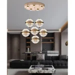 Apliqa Barkın 6'lı 40 Watt Yuvarlak Gold Ledli Modern Salon Avize