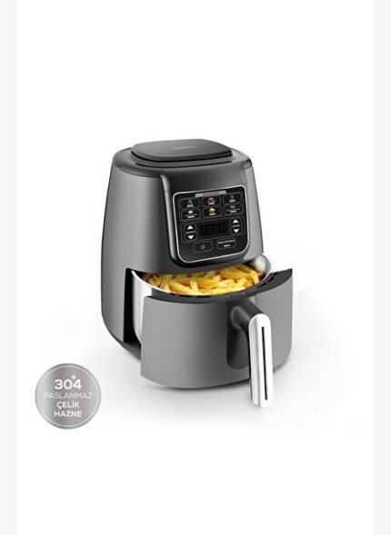 Karaca Air Pro Cook Köz Steel XL Çelik Hazneli Airfryer Space Gray 4L