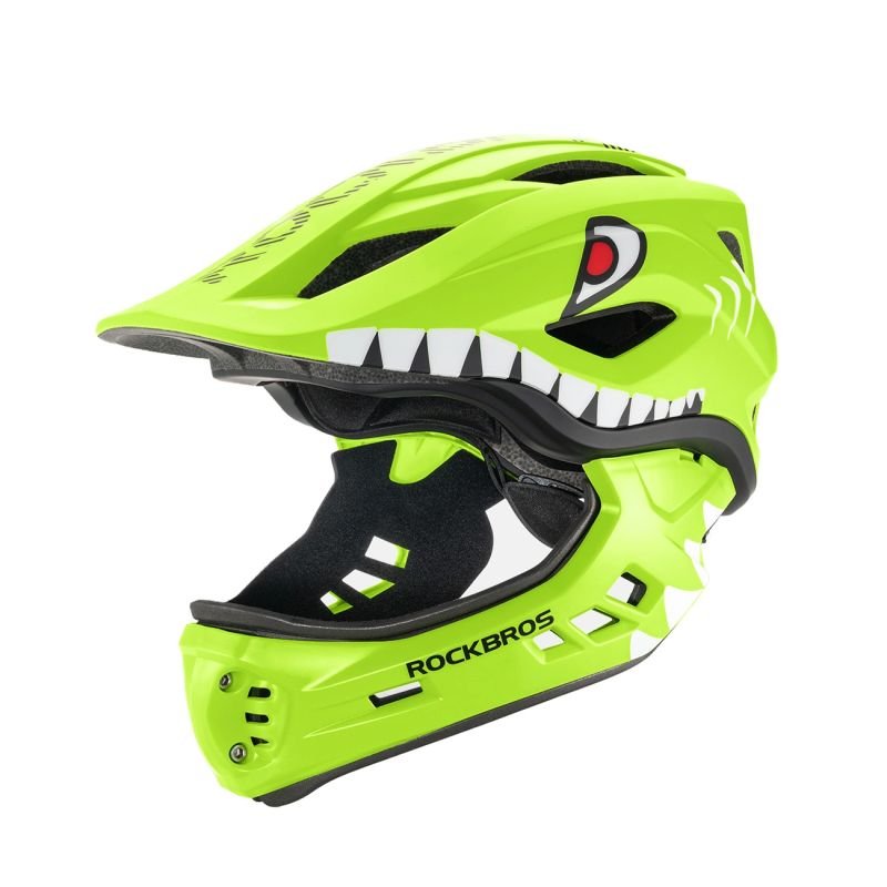 tryoshop-rockbros-tt-32003-shark-children-s-bike-helmet-with-detachable-jaw-size-s-48-52-green-2397422-2 Rockbros TT-32003 Shark Çocuk