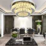 Apliqa Ardenia 2 Katlı Krom 3 Renkli 70 Watt Kristalli Ledli Modern Salon Led Büyük Avize