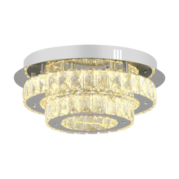 Apliqa Ardenia 2 Katlı Krom 3 Renkli 70 Watt Kristalli Ledli Modern Salon Led Büyük Avize - Görsel 2
