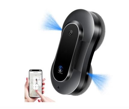 SeveShop Çift Yönlü Su Püskürtmeli Ultra İnce Akıllı Cam Silme Robotu (Titanyum Siyah)