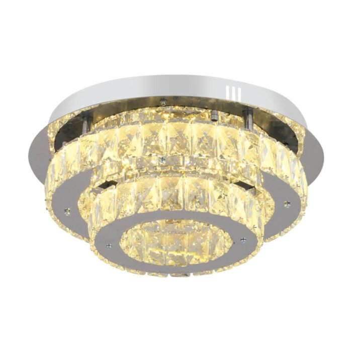 Apliqa Ardenia 2 Katlı Krom 3 Renkli 70 Watt Kristalli Ledli Modern Salon Led Büyük Avize - Görsel 3