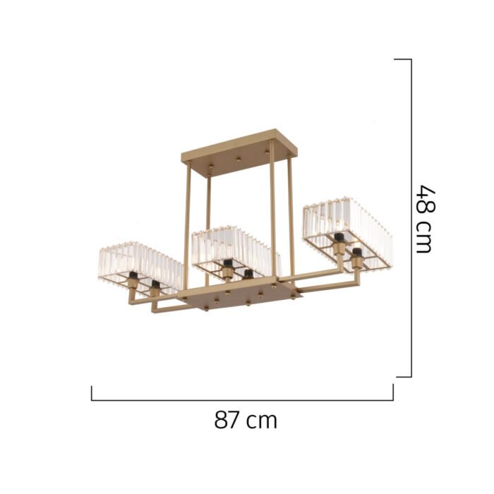 Apliqa Brambles 6'lı Eskitme Kristalli Taşlı Modern Tasarım Kristal Salon Avize - Görsel 3