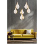 Apliqa Biana 6'lı Yuvarlak Gold Damla Başlıklı Modern Salon Led Avize - Görsel 2