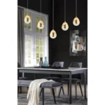 Apliqa Amaya 5'li Sıralı Gold Damla Başlıklı Modern Salon Led Avize