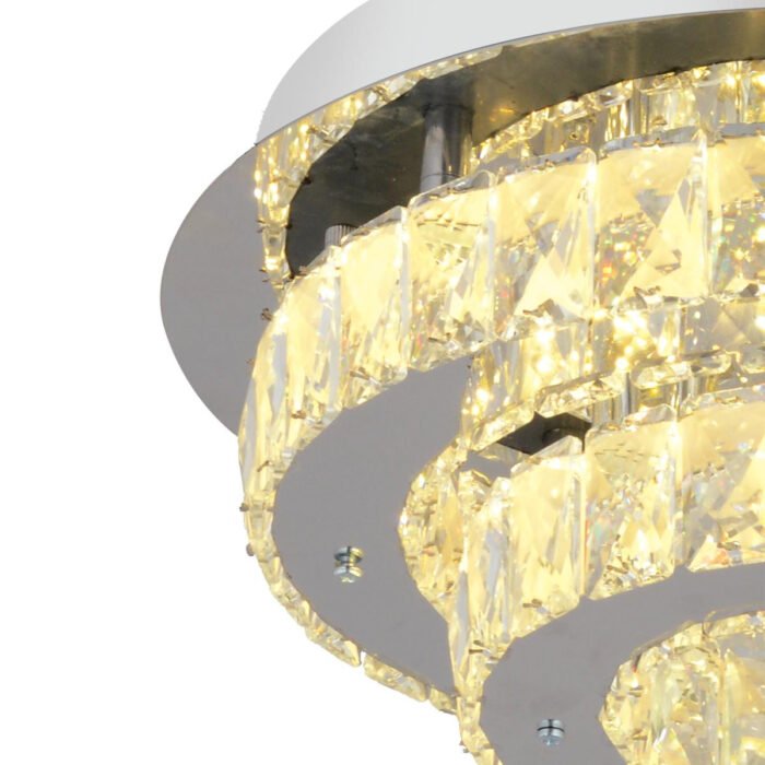 Apliqa Ardenia 2 Katlı Krom 3 Renkli 70 Watt Kristalli Ledli Modern Salon Led Büyük Avize - Görsel 4