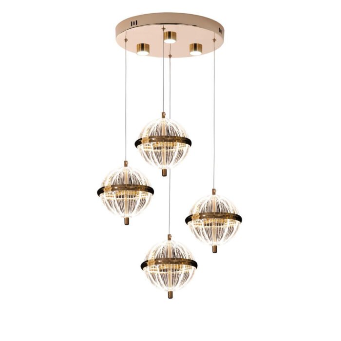Apliqa Barkın 4'lü 24 Watt Yuvarlak Gold Ledli Modern Salon Avize - Görsel 2