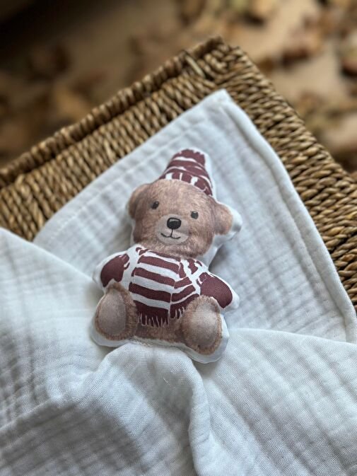 Asu Baby&Kids Vintage Bear Bordo Organik Pamuk Hediye Bebek Kiti - Görsel 3