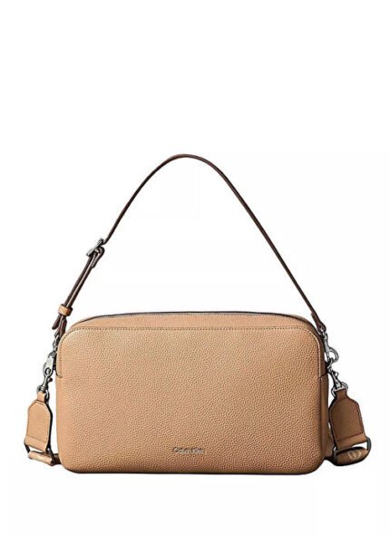 Calvin Klein Bej Kadın Çapraz Çanta WEBBING 2X STRAP LG CAMERA BAG