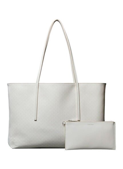 Calvin Klein Bej Kadın Tote Çanta EMBLEM AOP TOTE W/ POUCH