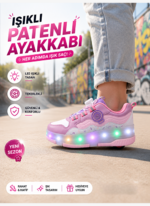 Casabony Pembe Işıklı Patenli Kız Çocuk Sneaker Ayakkabı - Görsel 2