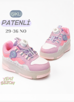 Casabony Pembe Işıklı Patenli Kız Çocuk Sneaker Ayakkabı - Görsel 3