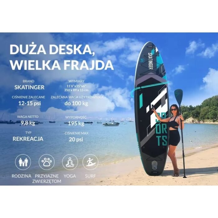 SUP board SKATINGER Gri spor 350x89x15 Yoga - Görsel 3
