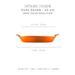 Voeux Kitchenware Amusant Turuncu Oval Döküm Sahan Ve Ahşap Nihale 20 Cm - Görsel 2