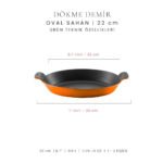 Voeux Kitchenware Amusant Turuncu Oval Döküm Sahan Ve Ahşap Nihale 20 Cm - Görsel 3
