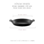 Voeux Kitchenware Elegance Siyah Oval Döküm Sahan Ve Ahşap Nihale 20 Cm - Görsel 2
