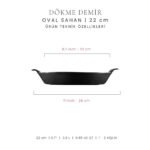 Voeux Kitchenware Elegance Siyah Oval Döküm Sahan Ve Ahşap Nihale 20 Cm - Görsel 3