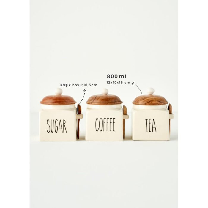 Bella Maison Hygge Seramik 5'li Kavanoz Seti Krem - Görsel 4
