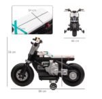 Çocuklar İçin Akülü Elektrikli Motosiklet 6V 4AH(Beyaz / Siyah, 86x44x58 cm) - Görsel 2